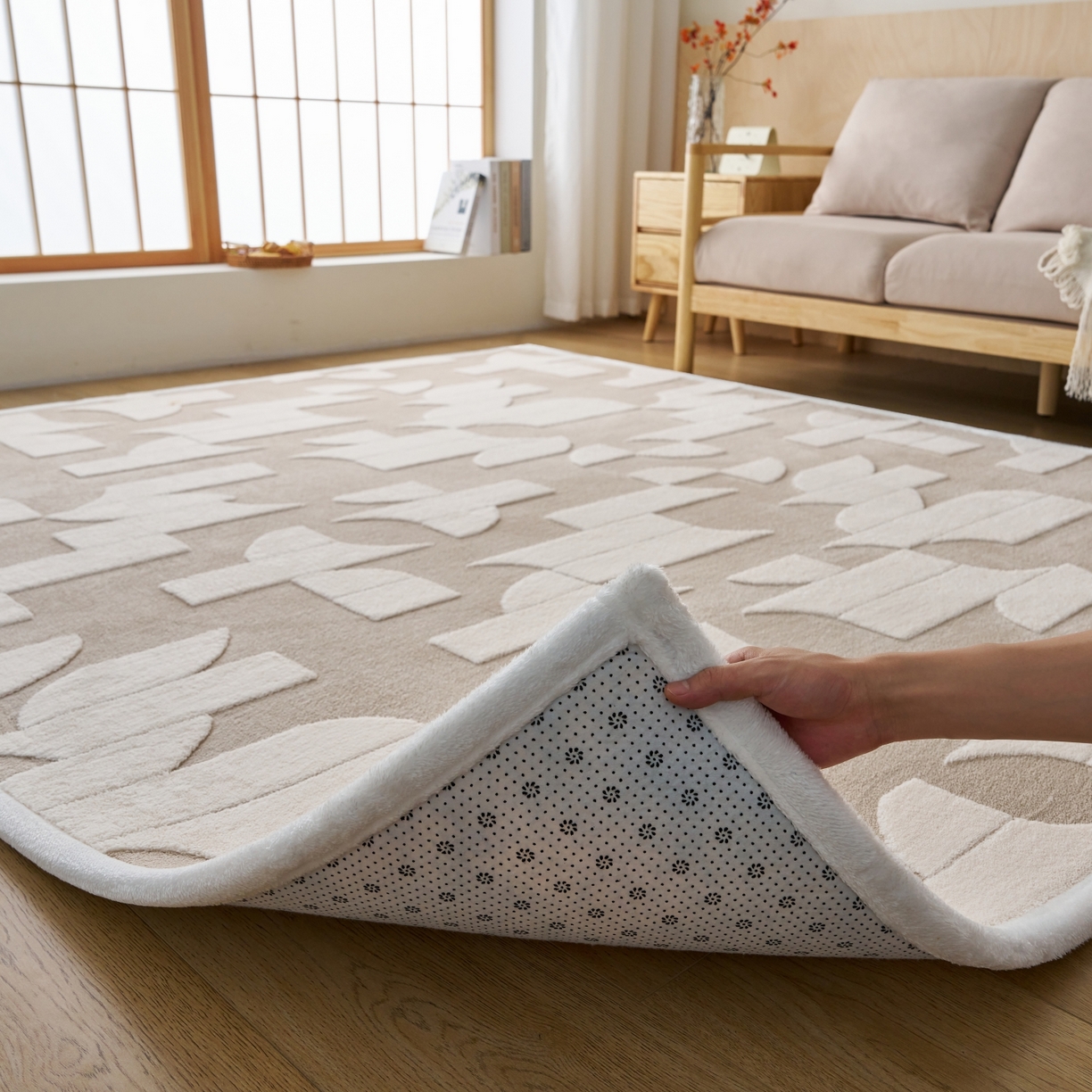 91家纺网 家纺一手货源 找家纺 航途席业 2025新款亲肤舒适地垫 留白-云咖