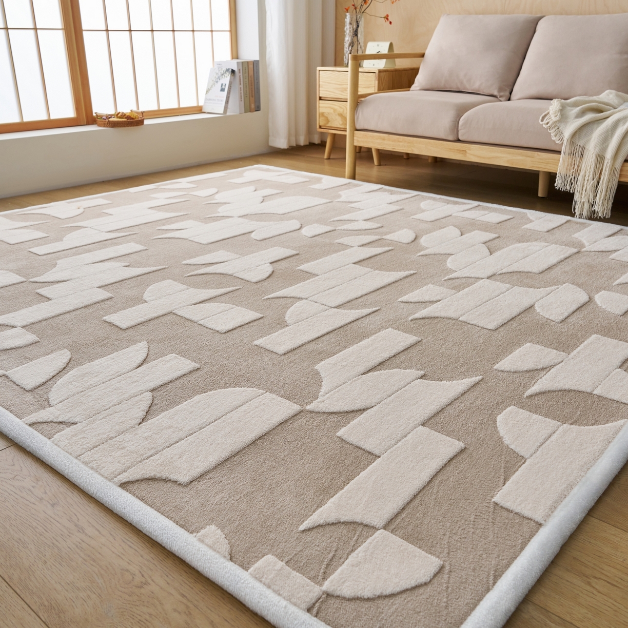 91家纺网 家纺一手货源 找家纺 航途席业 2025新款亲肤舒适地垫 留白-云咖