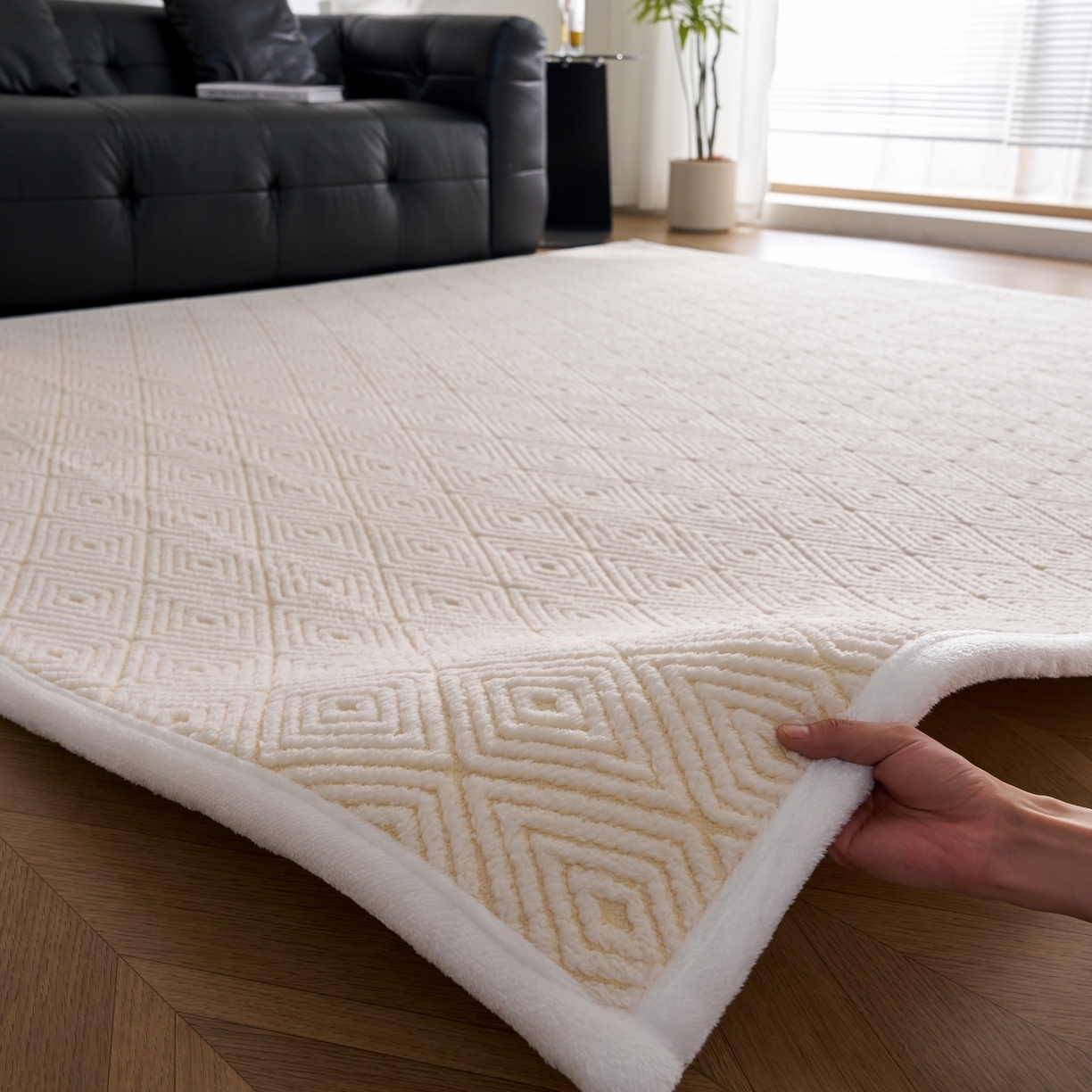 91家纺网 家纺一手货源 找家纺 航途席业 2025新款亲肤舒适地垫 梦回-暖月