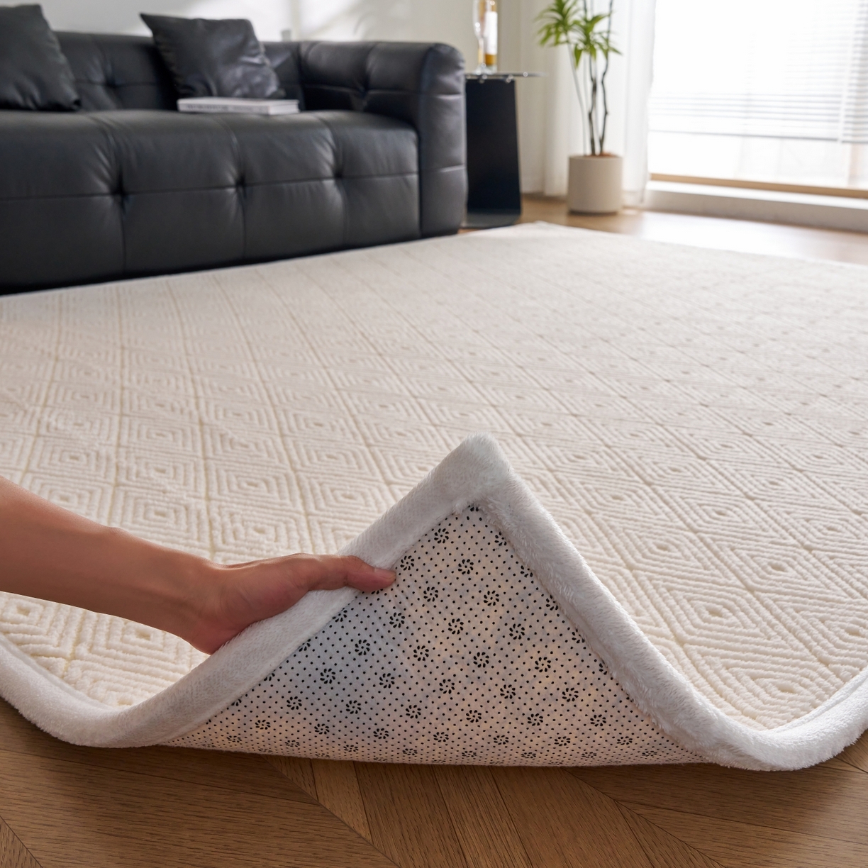 91家纺网 家纺一手货源 找家纺 航途席业 2025新款亲肤舒适地垫 梦回-暖月