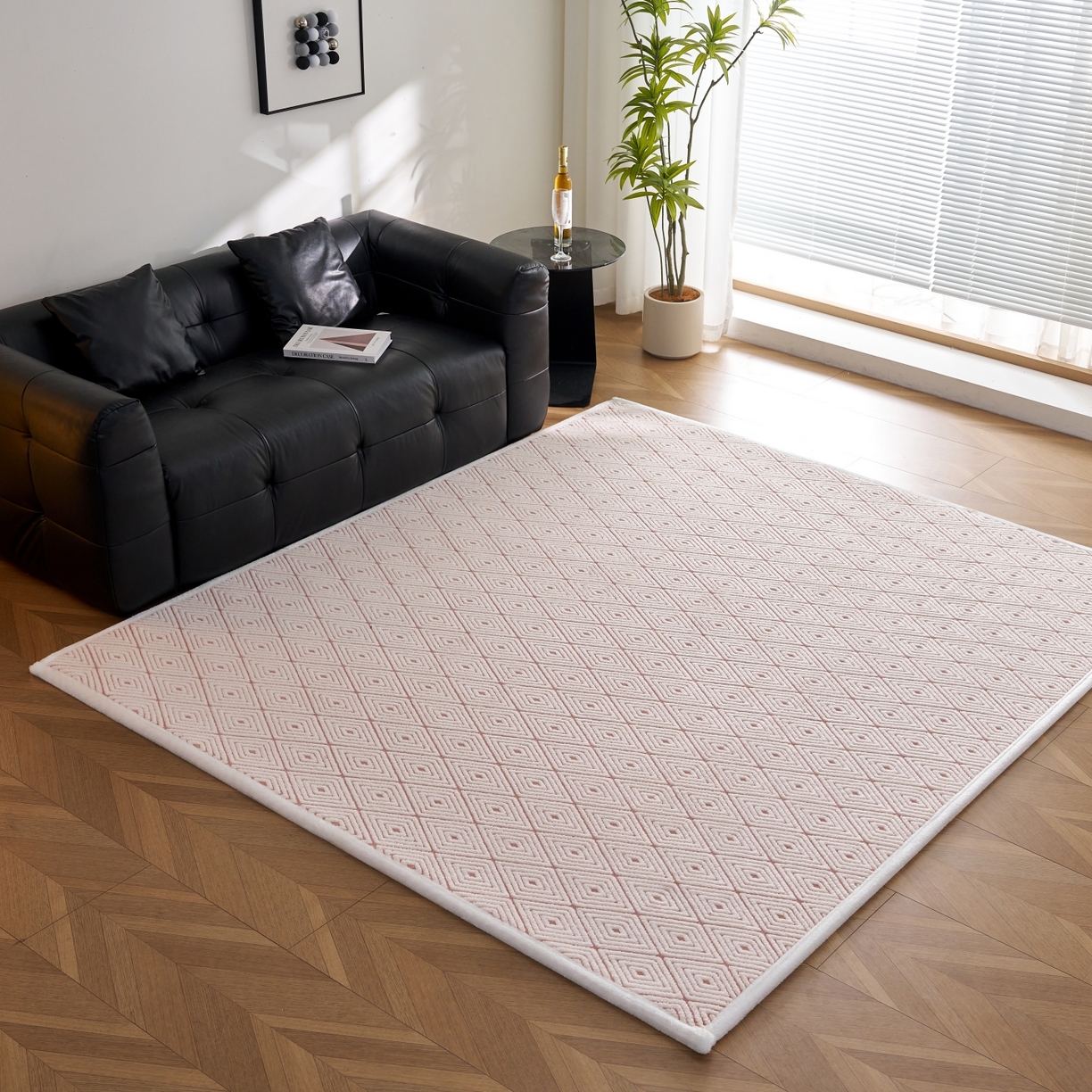 91家纺网 家纺一手货源 找家纺 航途席业 2025新款亲肤舒适地垫 梦回-清粉