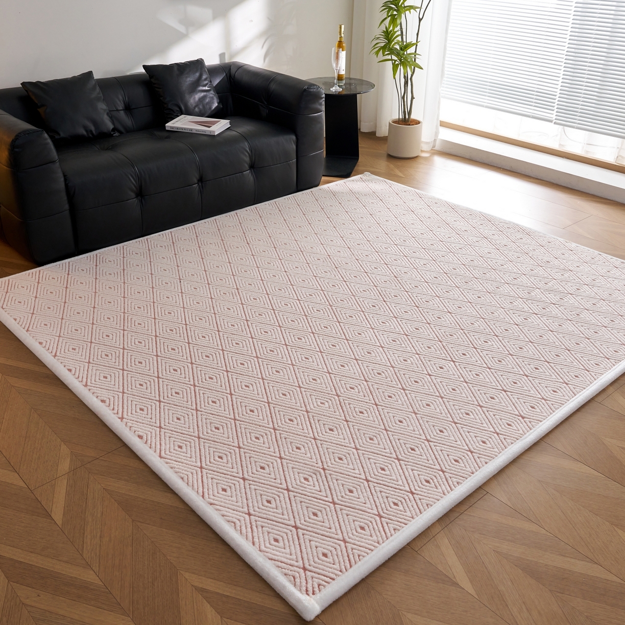 91家纺网 家纺一手货源 找家纺 航途席业 2025新款亲肤舒适地垫 梦回-清粉