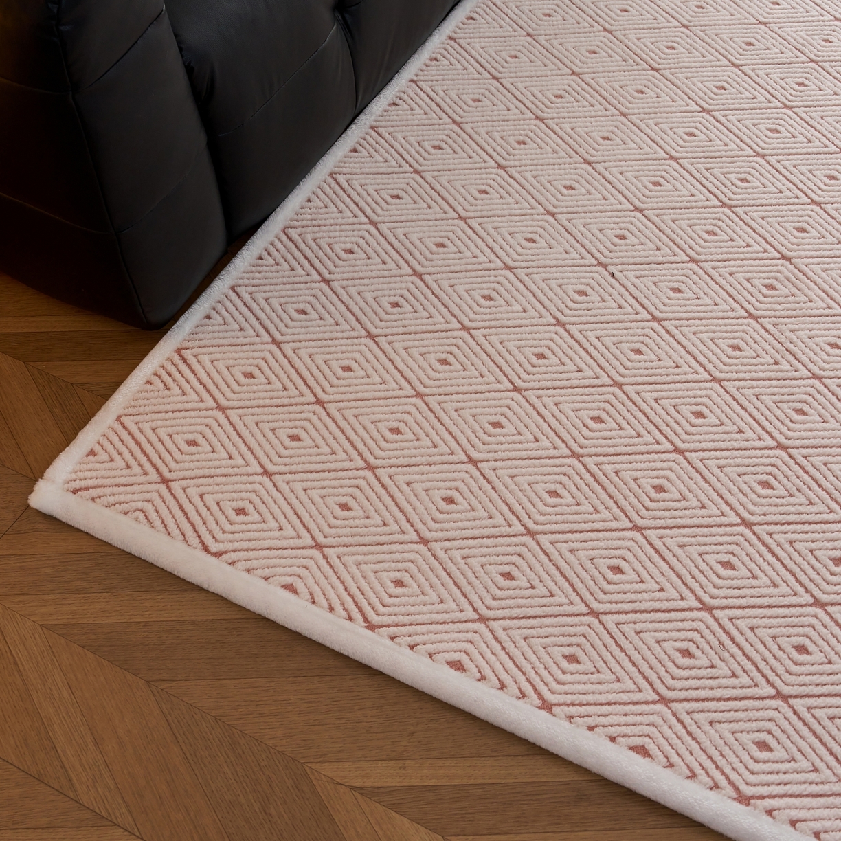 91家纺网 家纺一手货源 找家纺 航途席业 2025新款亲肤舒适地垫 梦回-清粉