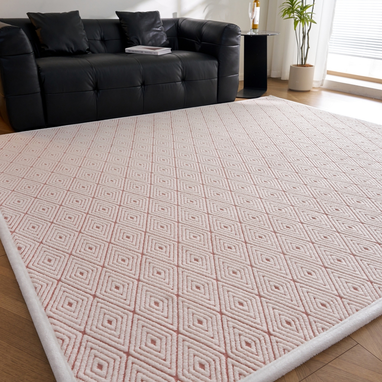 91家纺网 家纺一手货源 找家纺 航途席业 2025新款亲肤舒适地垫 梦回-清粉