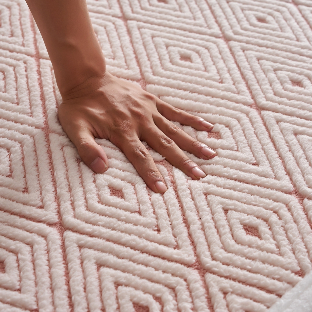 91家纺网 家纺一手货源 找家纺 航途席业 2025新款亲肤舒适地垫 梦回-清粉