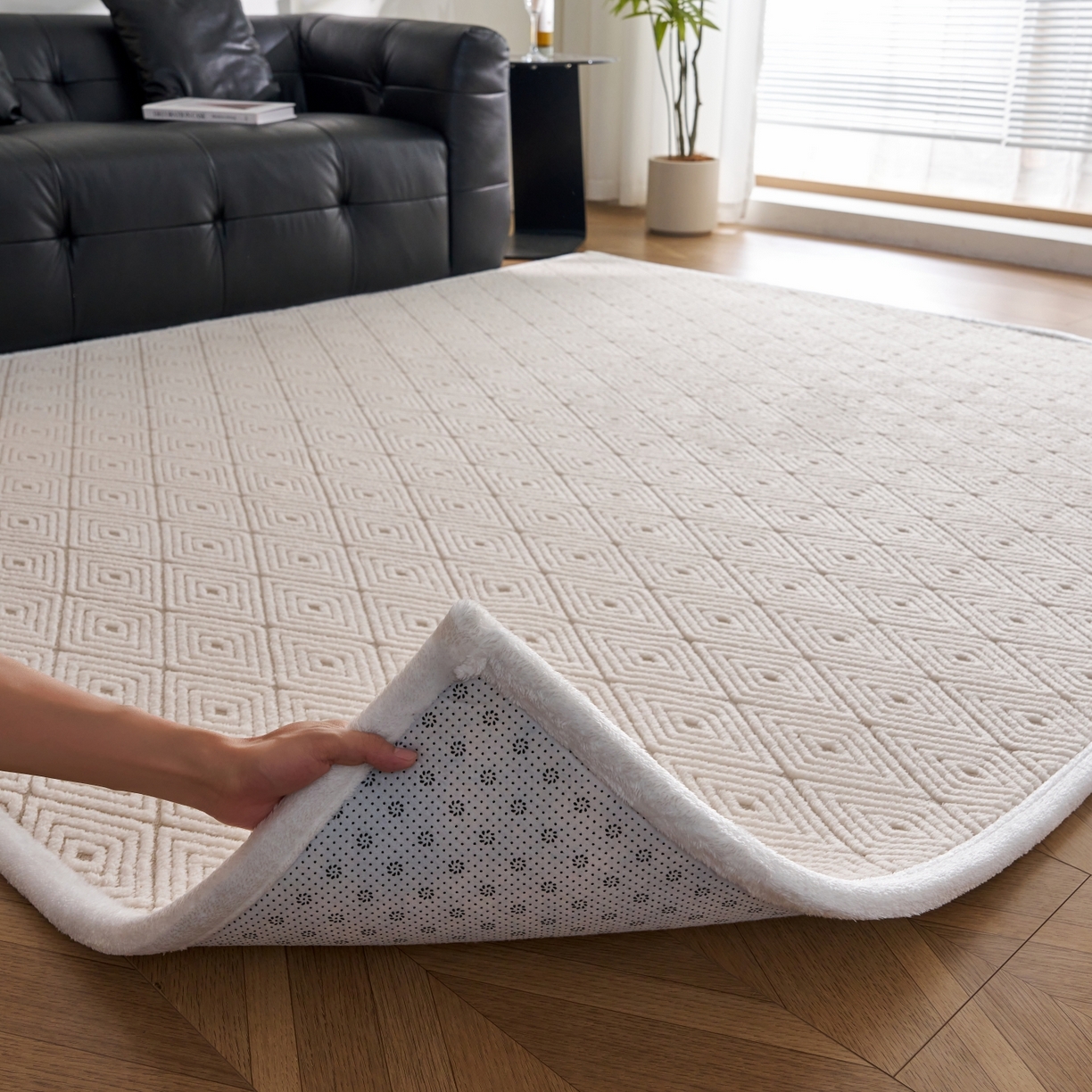 91家纺网 家纺一手货源 找家纺 航途席业 2025新款亲肤舒适地垫 梦回-仙米