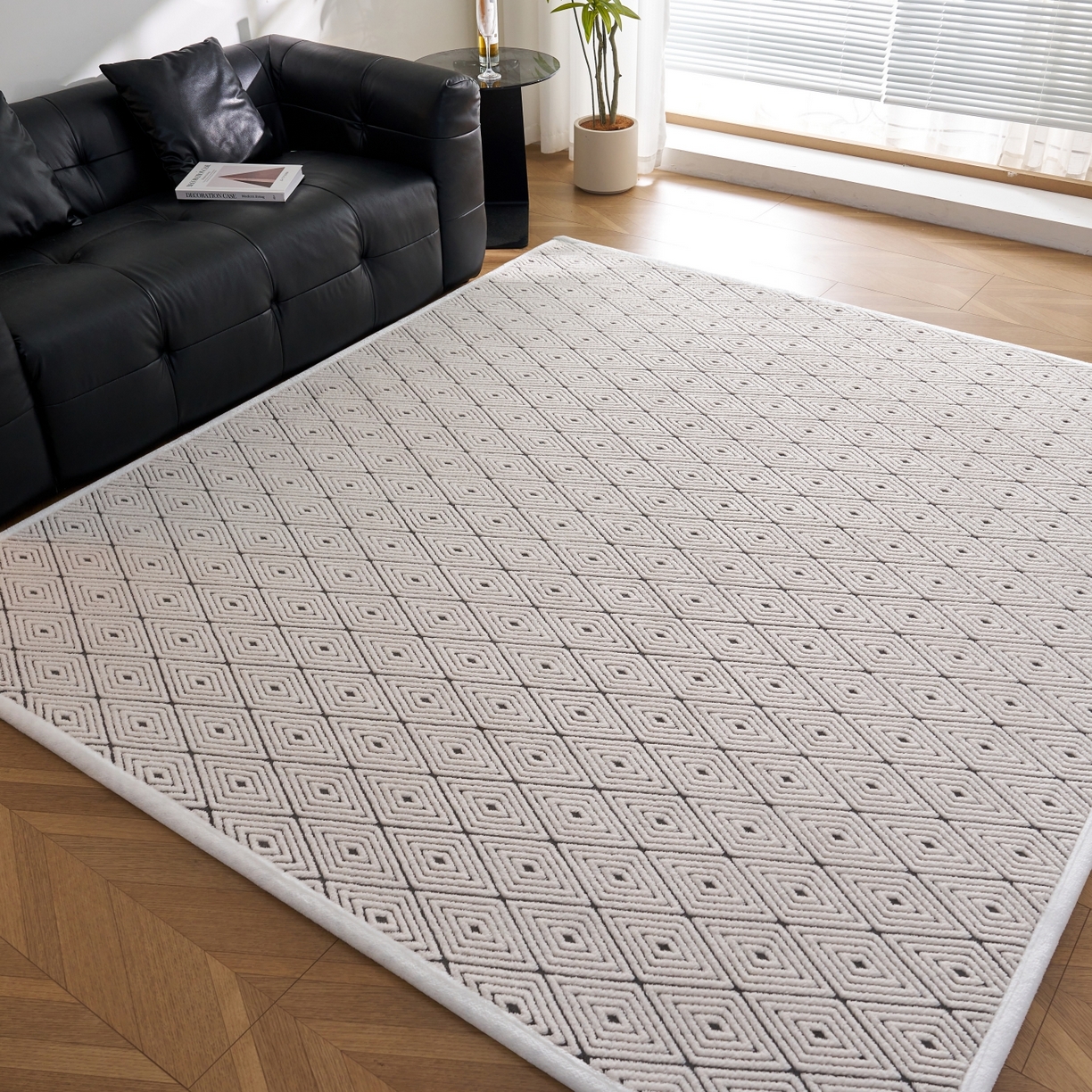 91家纺网 家纺一手货源 找家纺 航途席业 2025新款亲肤舒适地垫 梦回-烟灰