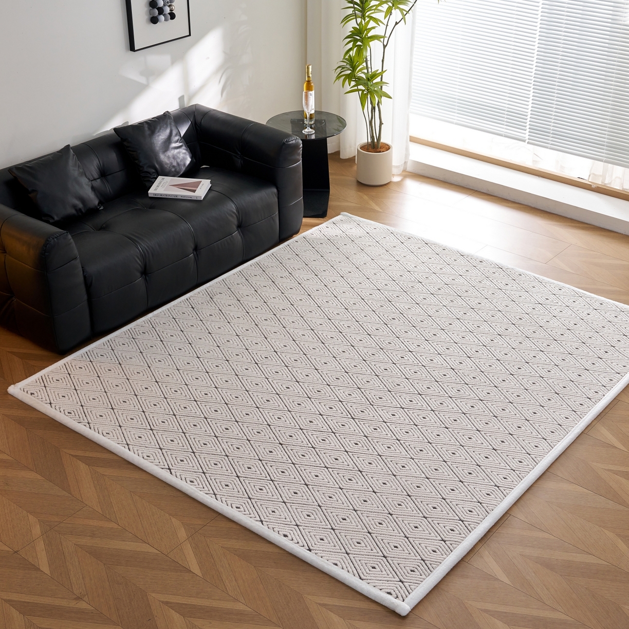 91家纺网 家纺一手货源 找家纺 航途席业 2025新款亲肤舒适地垫 梦回-烟灰