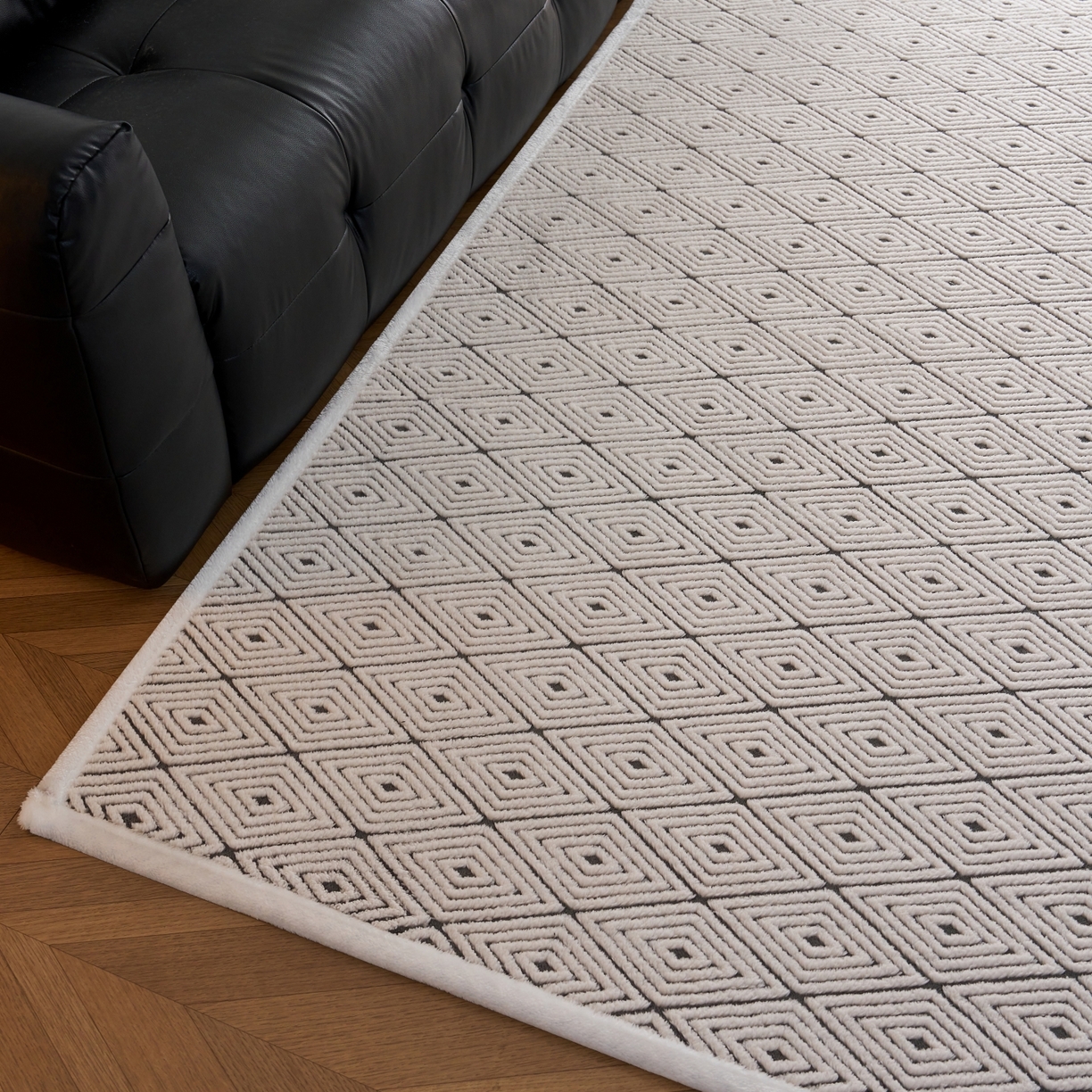 91家纺网 家纺一手货源 找家纺 航途席业 2025新款亲肤舒适地垫 梦回-烟灰