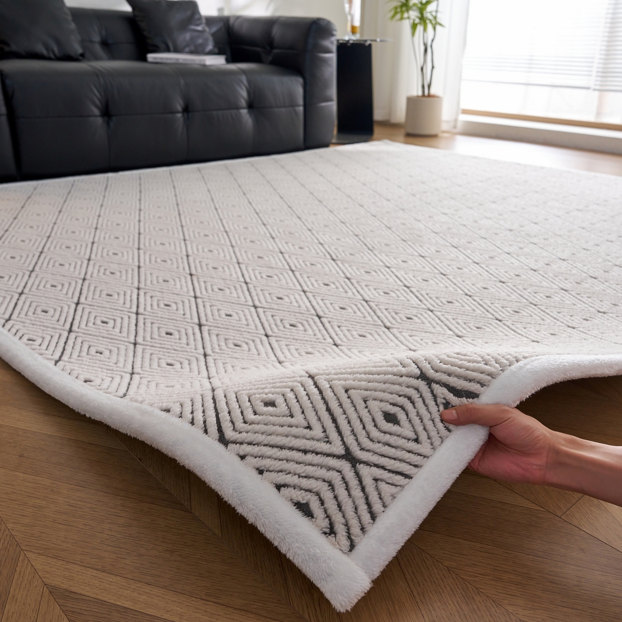 91家纺网 家纺一手货源 找家纺 航途席业 2025新款亲肤舒适地垫 梦回-烟灰