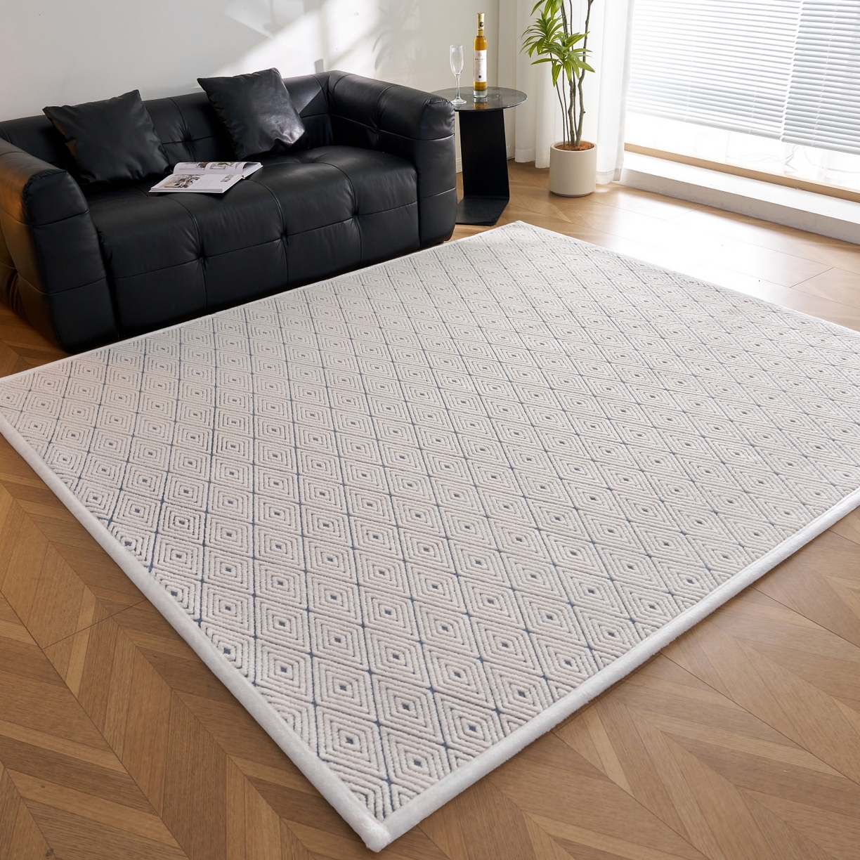 91家纺网 家纺一手货源 找家纺 航途席业 2025新款亲肤舒适地垫 梦回-远蓝