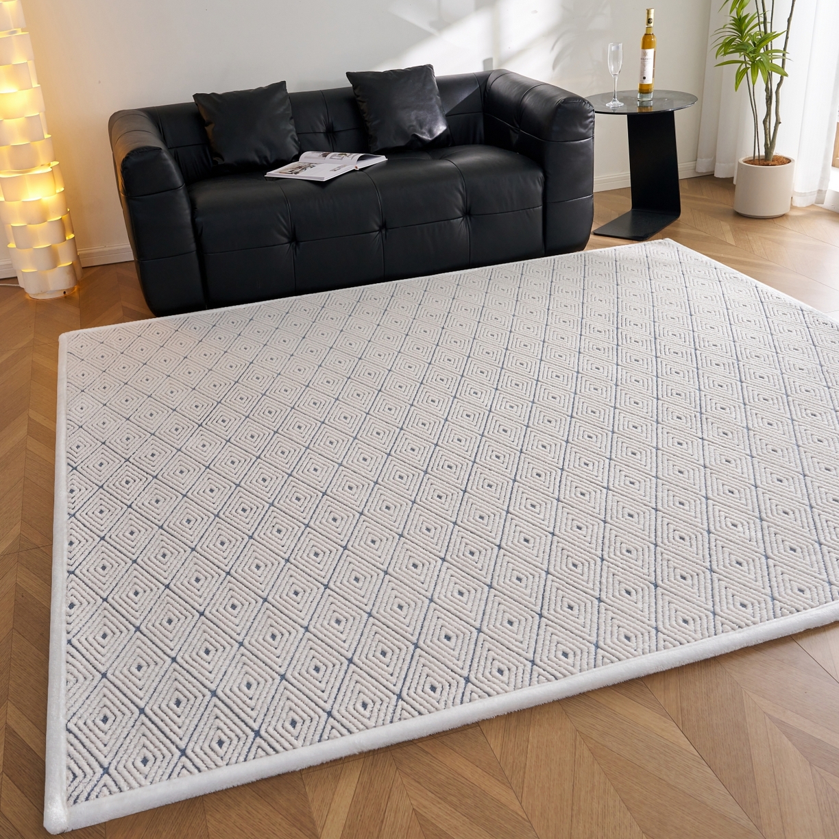 91家纺网 家纺一手货源 找家纺 航途席业 2025新款亲肤舒适地垫 梦回-远蓝