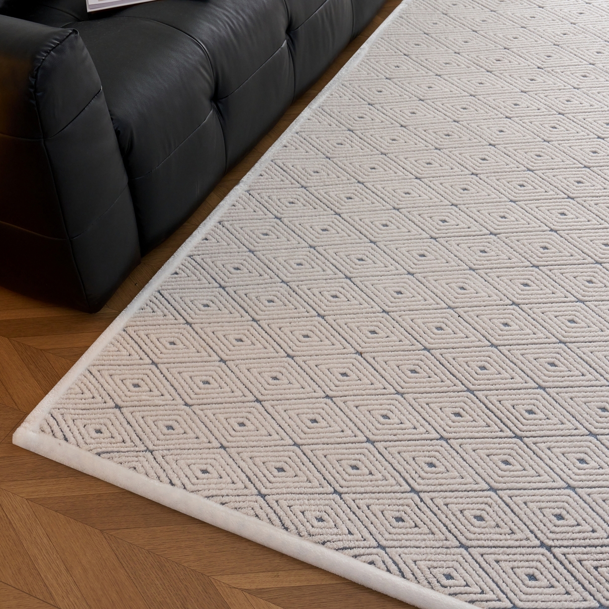 91家纺网 家纺一手货源 找家纺 航途席业 2025新款亲肤舒适地垫 梦回-远蓝