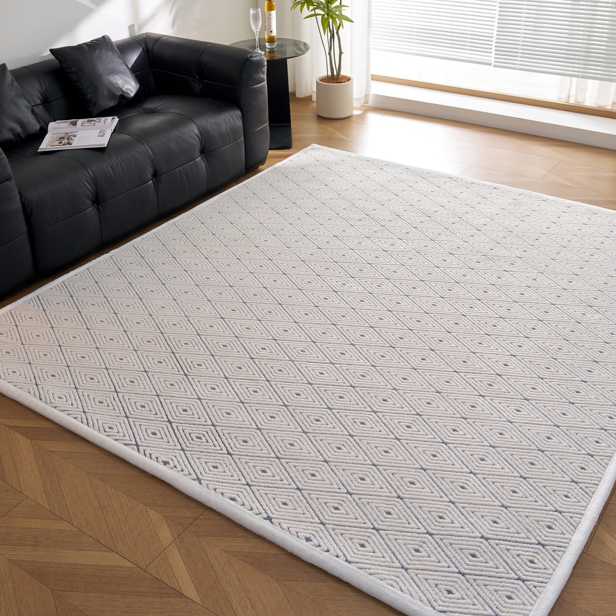 91家纺网 家纺一手货源 找家纺 航途席业 2025新款亲肤舒适地垫 梦回-远蓝