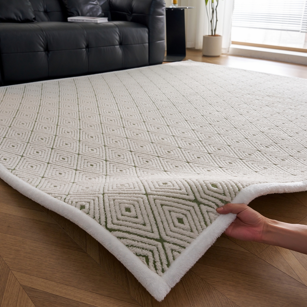 91家纺网 家纺一手货源 找家纺 航途席业 2025新款亲肤舒适地垫 梦回-竹绿