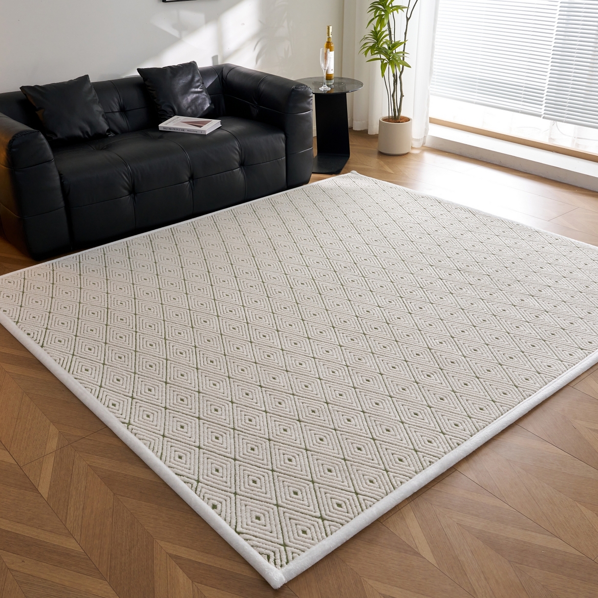 91家纺网 家纺一手货源 找家纺 航途席业 2025新款亲肤舒适地垫 梦回-竹绿