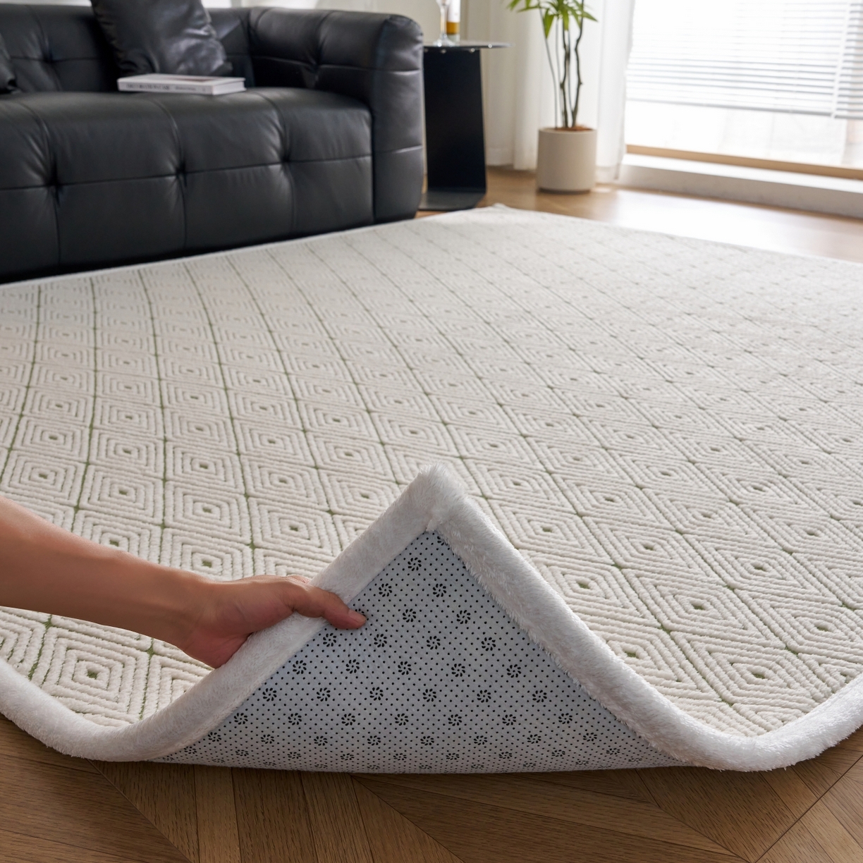 91家纺网 家纺一手货源 找家纺 航途席业 2025新款亲肤舒适地垫 梦回-竹绿