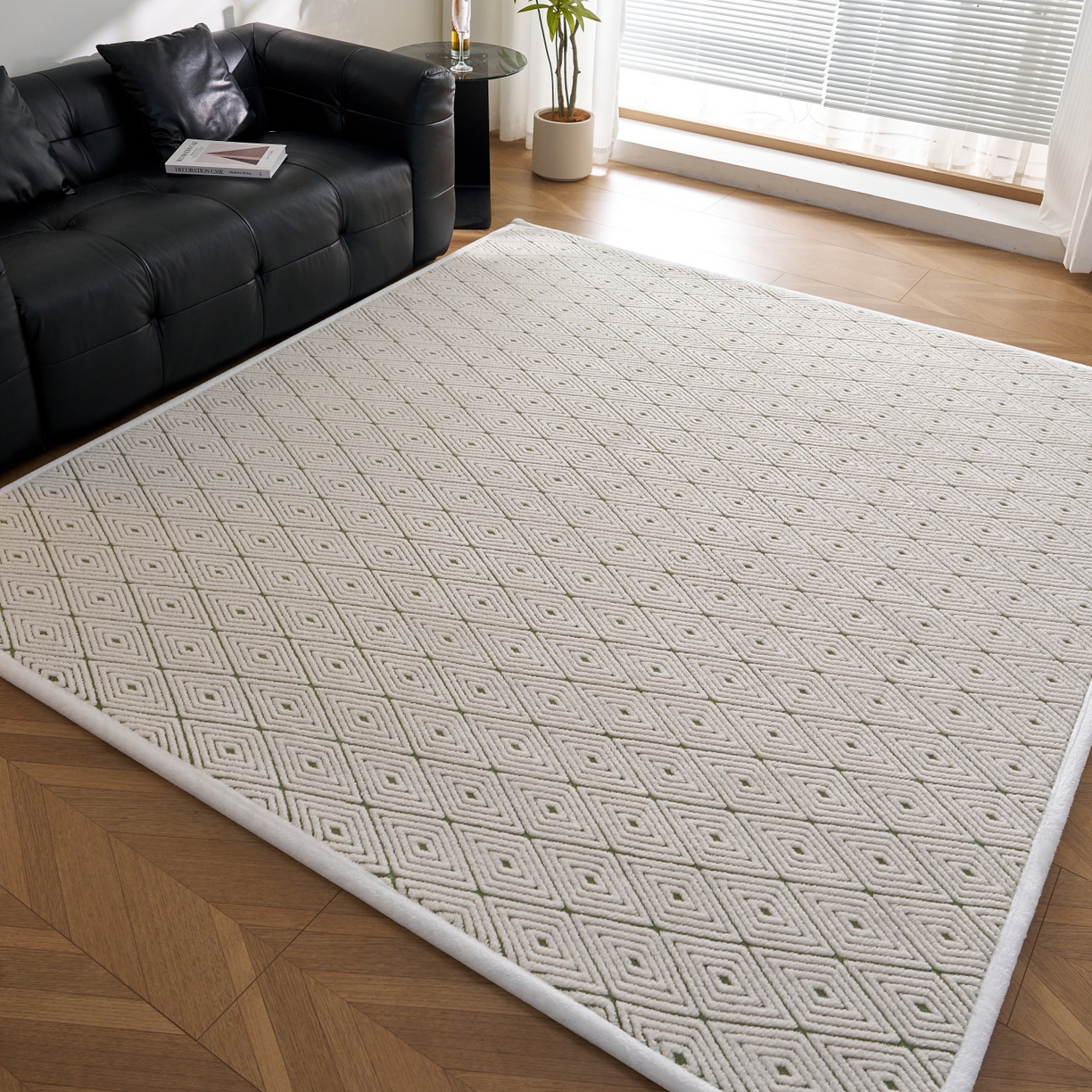 91家纺网 家纺一手货源 找家纺 航途席业 2025新款亲肤舒适地垫 梦回-竹绿