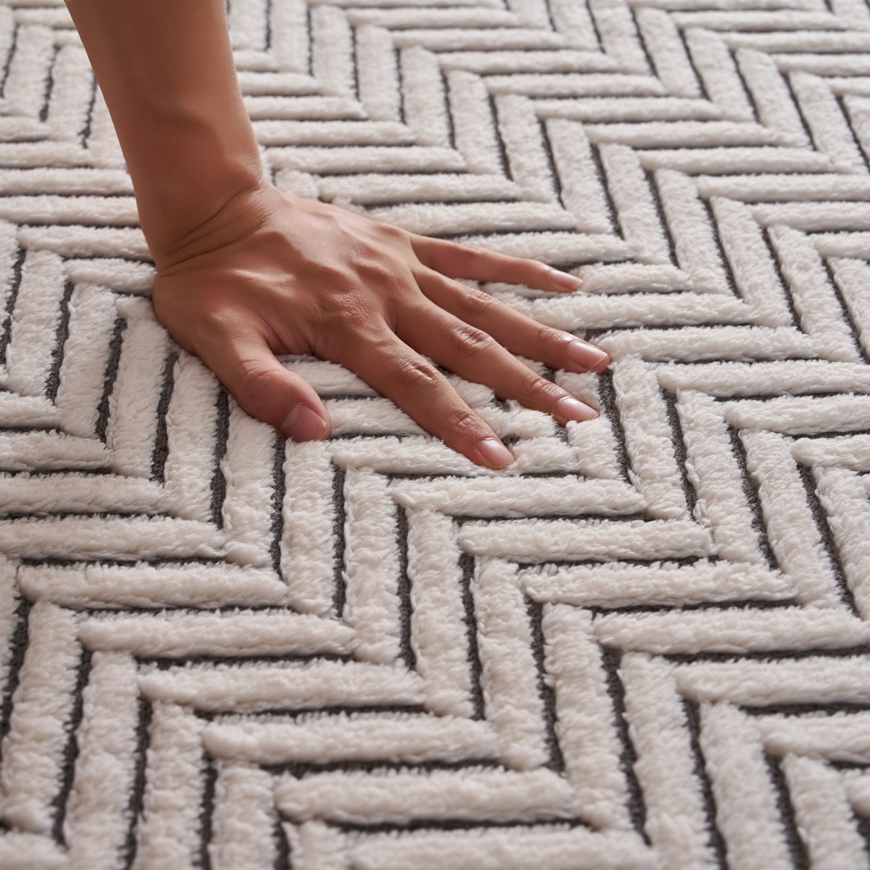 91家纺网 家纺一手货源 找家纺 航途席业 2025新款亲肤舒适地垫 莫妮-黑白