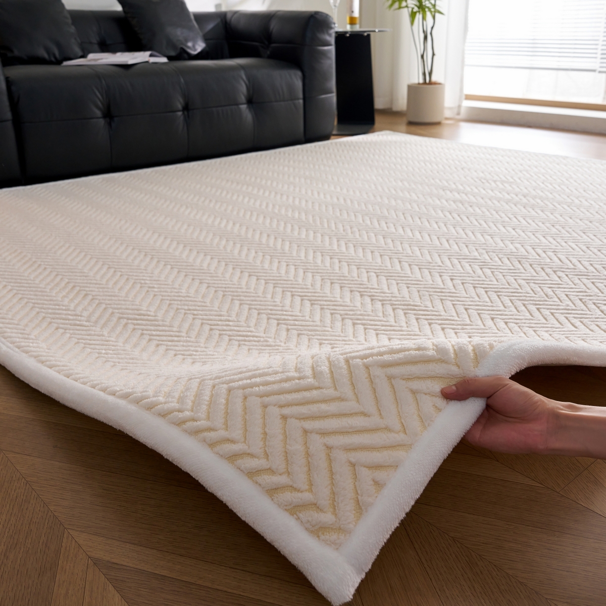 91家纺网 家纺一手货源 找家纺 航途席业 2025新款亲肤舒适地垫 莫妮-暖月