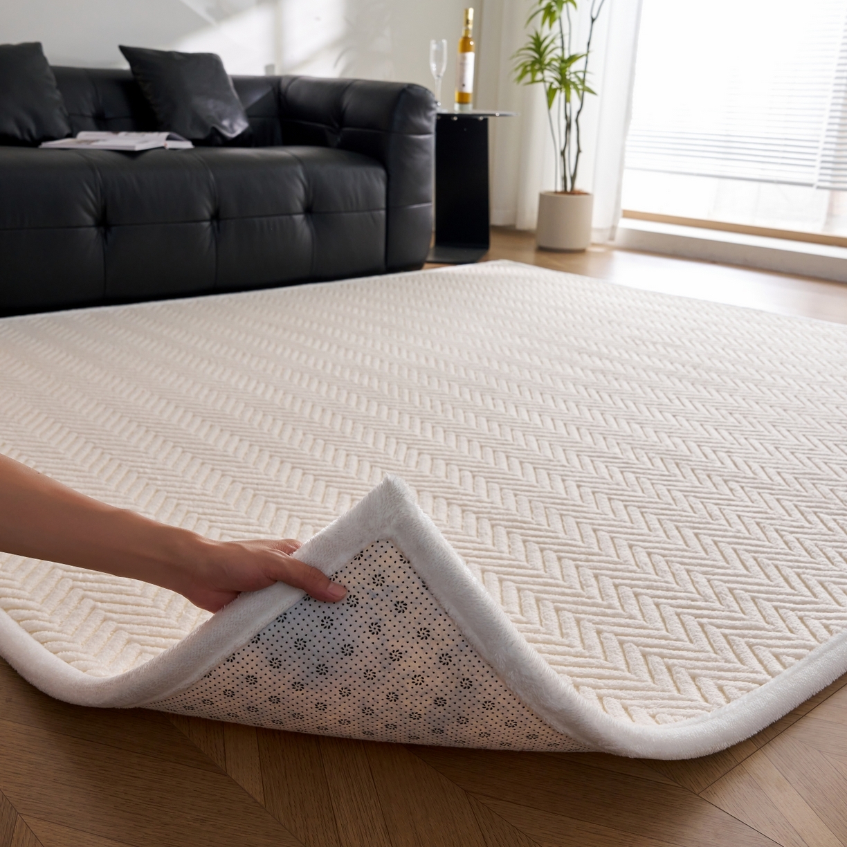 91家纺网 家纺一手货源 找家纺 航途席业 2025新款亲肤舒适地垫 莫妮-暖月