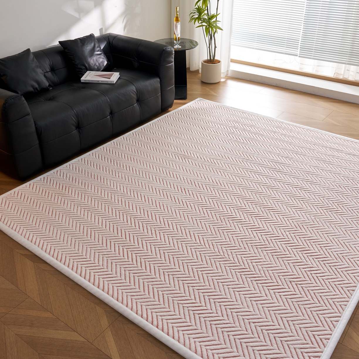 91家纺网 家纺一手货源 找家纺 航途席业 2025新款亲肤舒适地垫 莫妮-清粉