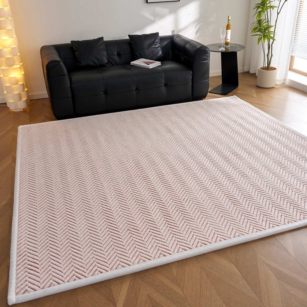 91家纺网 家纺一手货源 找家纺 航途席业 2025新款亲肤舒适地垫 莫妮-清粉