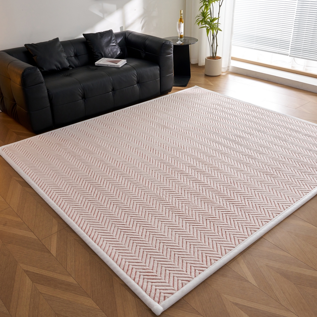 91家纺网 家纺一手货源 找家纺 航途席业 2025新款亲肤舒适地垫 莫妮-清粉