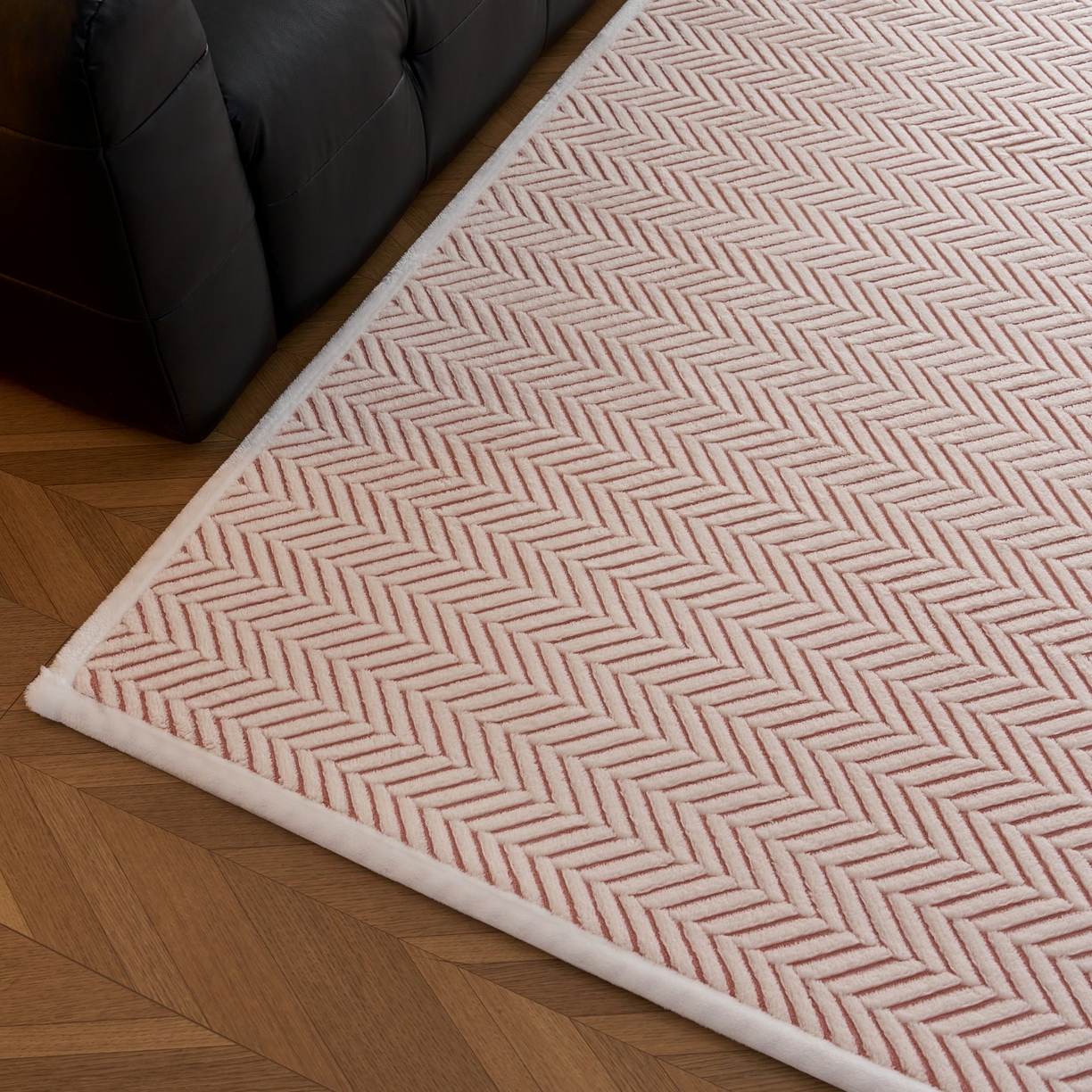 91家纺网 家纺一手货源 找家纺 航途席业 2025新款亲肤舒适地垫 莫妮-清粉