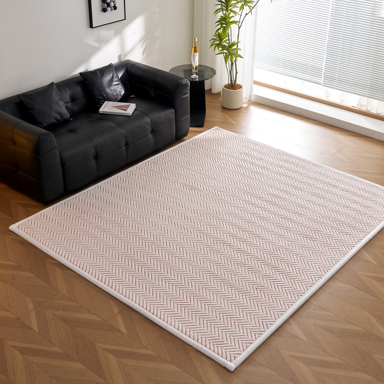 91家纺网 家纺一手货源 找家纺 航途席业 2025新款亲肤舒适地垫 莫妮-清粉