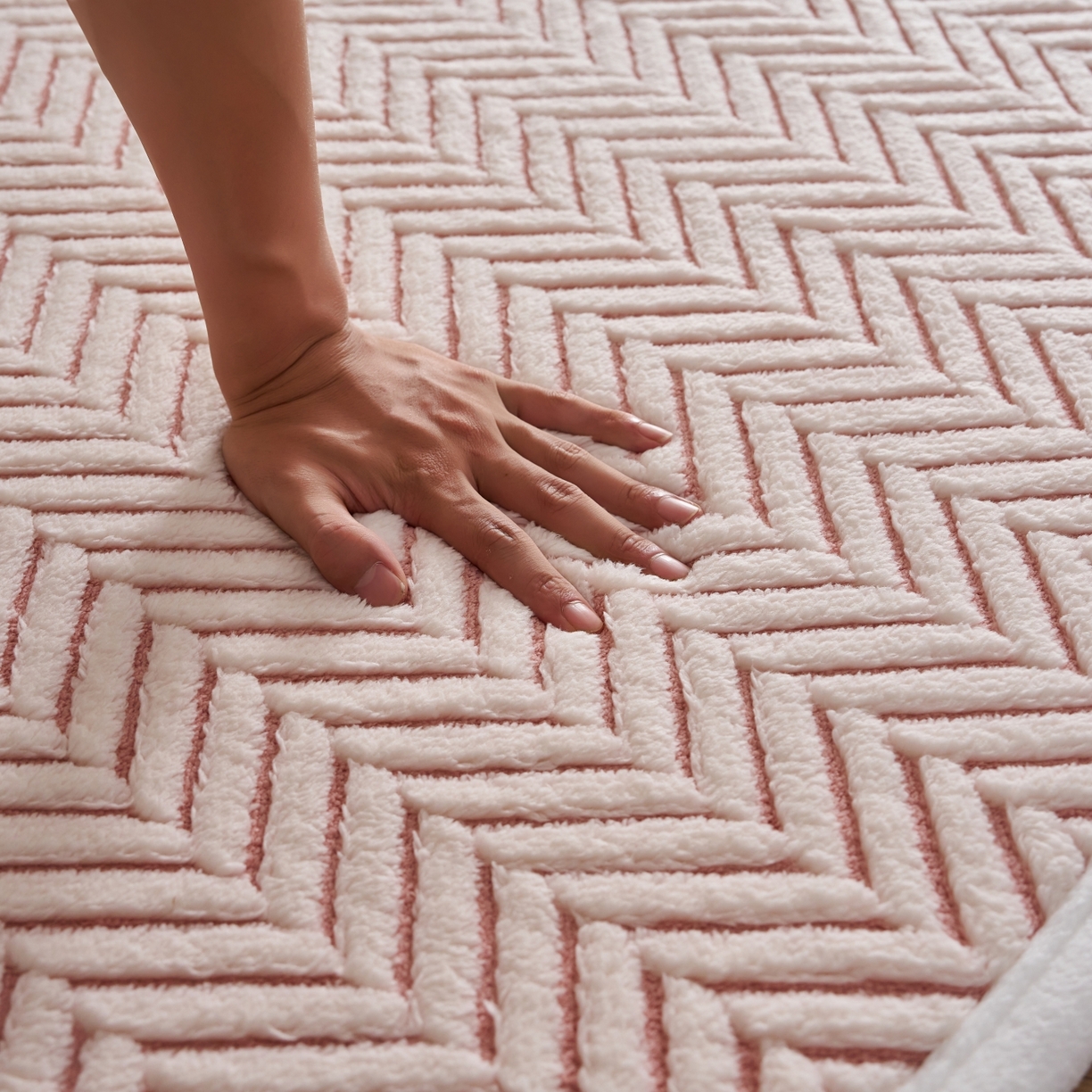 91家纺网 家纺一手货源 找家纺 航途席业 2025新款亲肤舒适地垫 莫妮-清粉