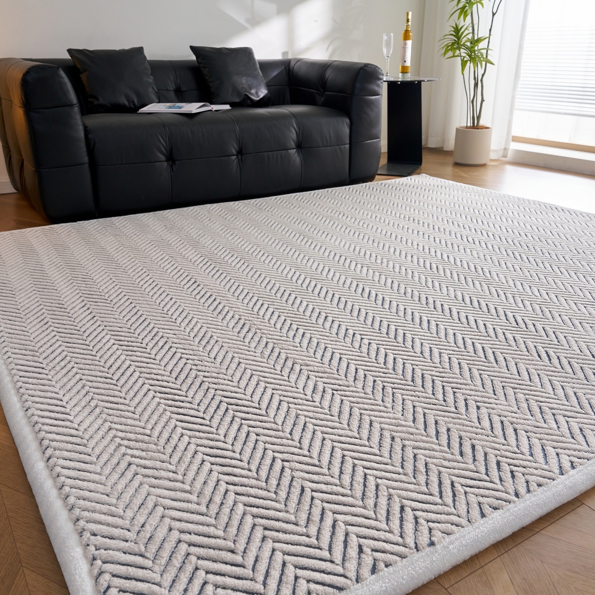 91家纺网 家纺一手货源 找家纺 航途席业 2025新款亲肤舒适地垫 莫尼-远蓝