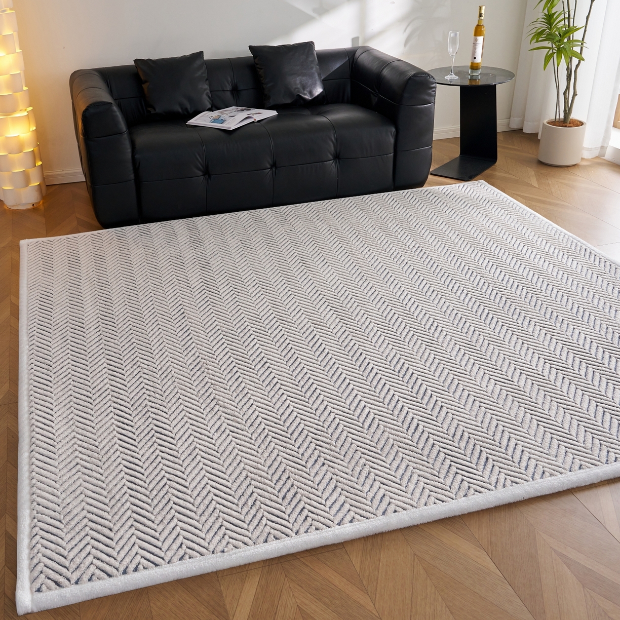 91家纺网 家纺一手货源 找家纺 航途席业 2025新款亲肤舒适地垫 莫尼-远蓝