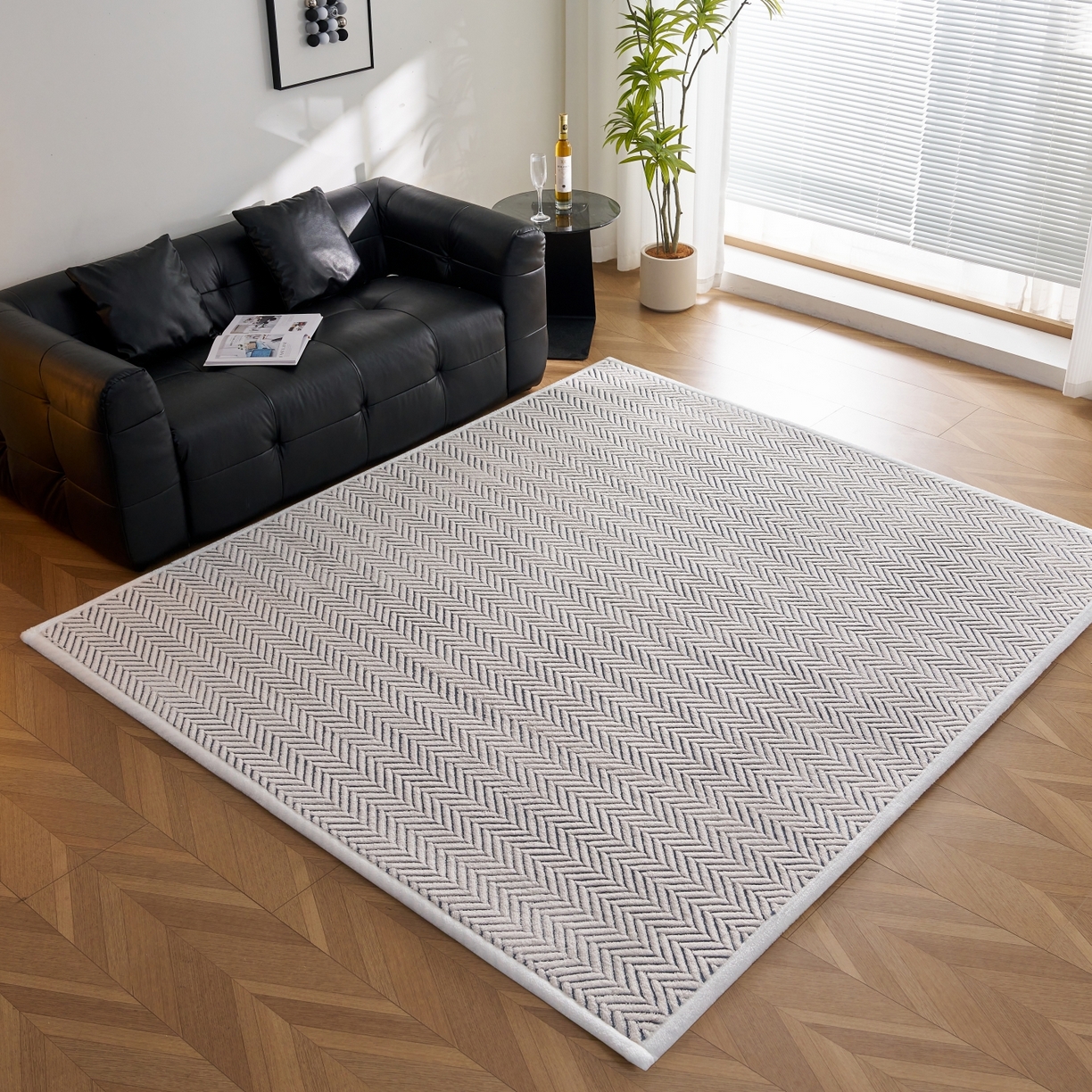 91家纺网 家纺一手货源 找家纺 航途席业 2025新款亲肤舒适地垫 莫尼-远蓝