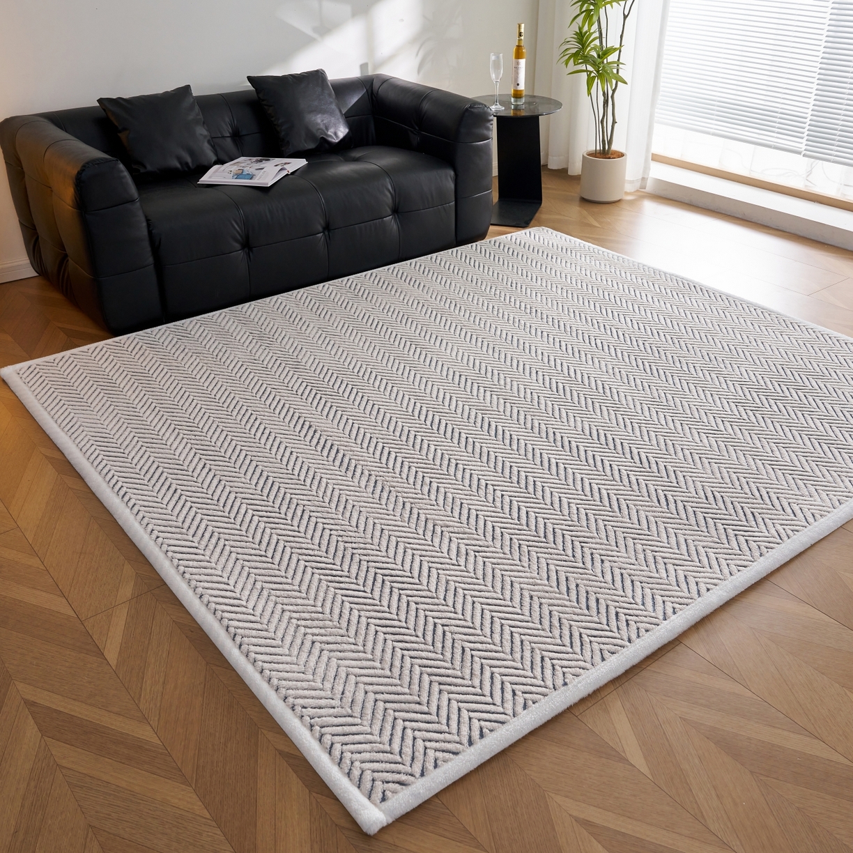 91家纺网 家纺一手货源 找家纺 航途席业 2025新款亲肤舒适地垫 莫尼-远蓝