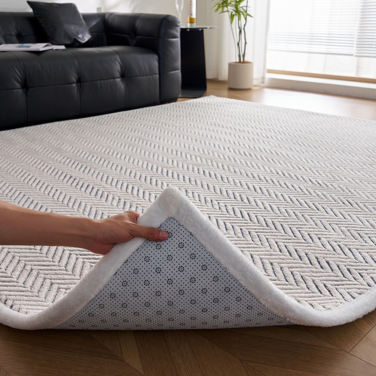 91家纺网 家纺一手货源 找家纺 航途席业 2025新款亲肤舒适地垫 莫尼-远蓝