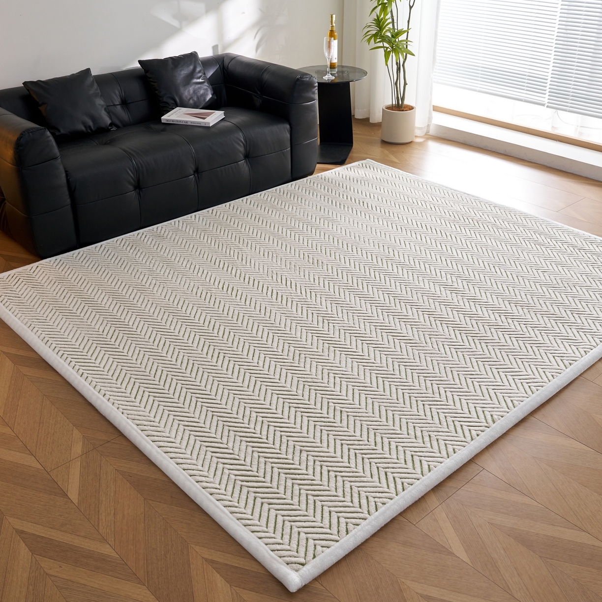 91家纺网 家纺一手货源 找家纺 航途席业 2025新款亲肤舒适地垫 莫尼-竹绿