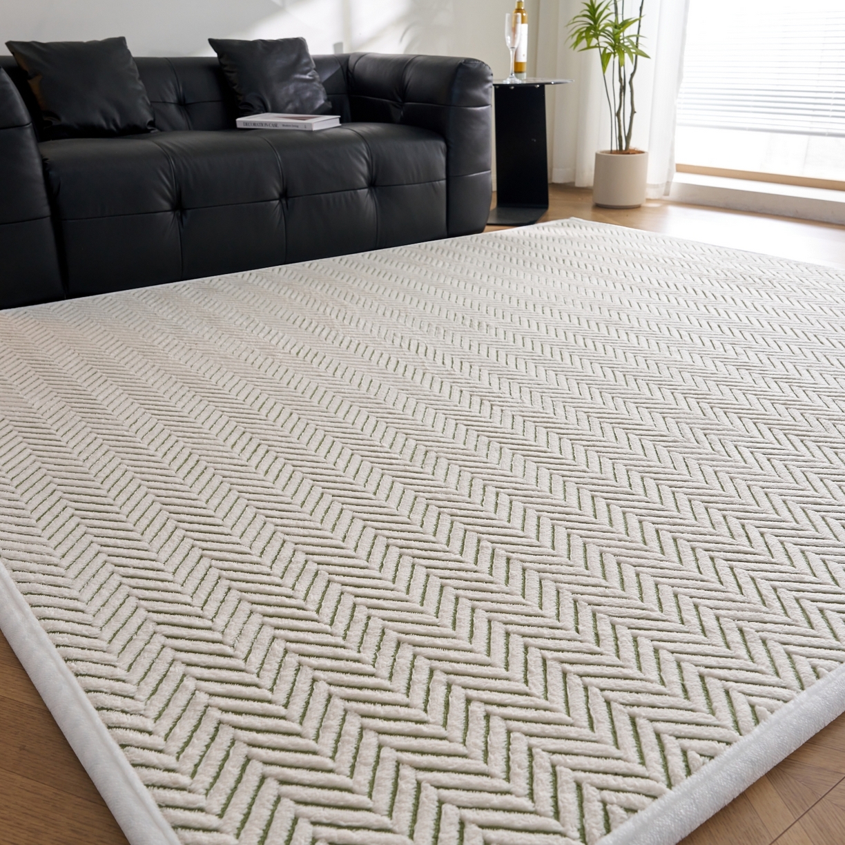 91家纺网 家纺一手货源 找家纺 航途席业 2025新款亲肤舒适地垫 莫尼-竹绿