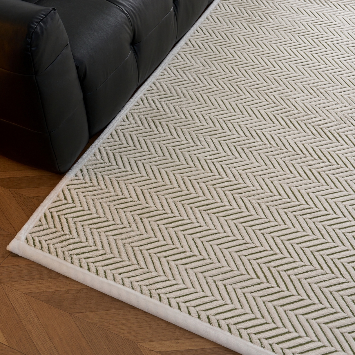 91家纺网 家纺一手货源 找家纺 航途席业 2025新款亲肤舒适地垫 莫尼-竹绿