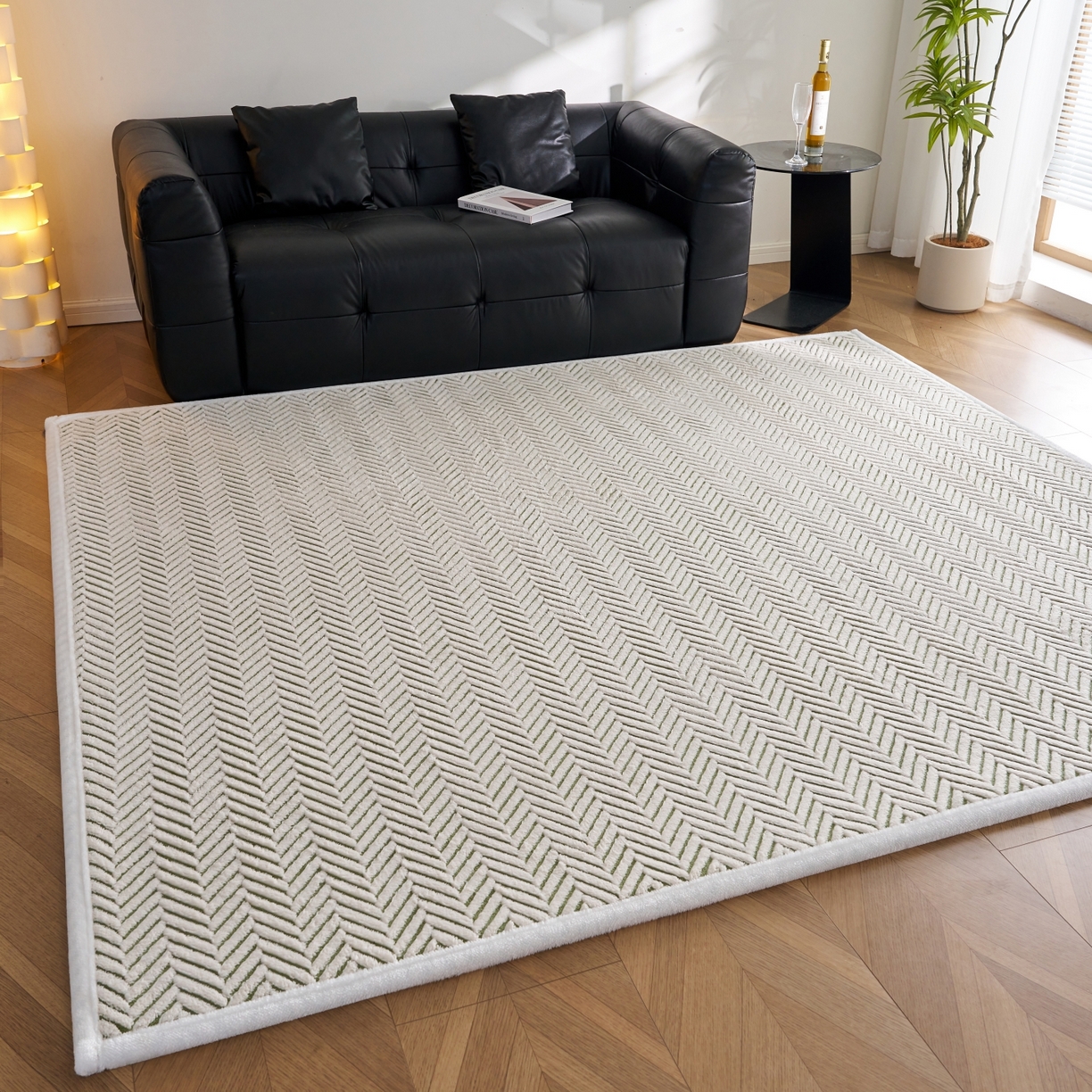 91家纺网 家纺一手货源 找家纺 航途席业 2025新款亲肤舒适地垫 莫尼-竹绿