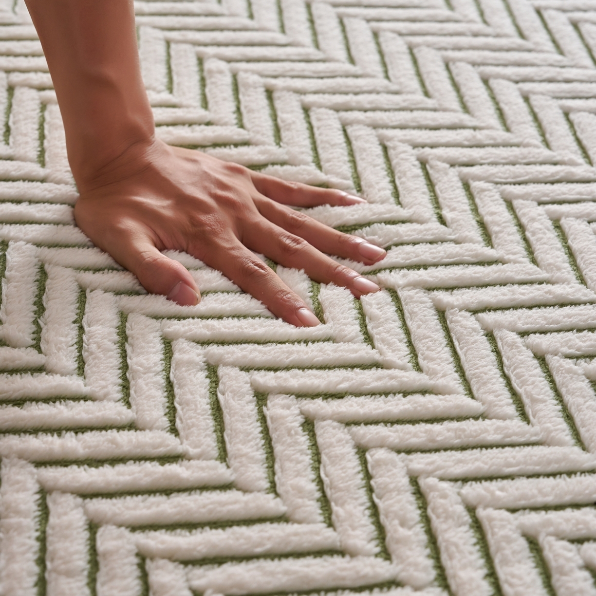 91家纺网 家纺一手货源 找家纺 航途席业 2025新款亲肤舒适地垫 莫尼-竹绿