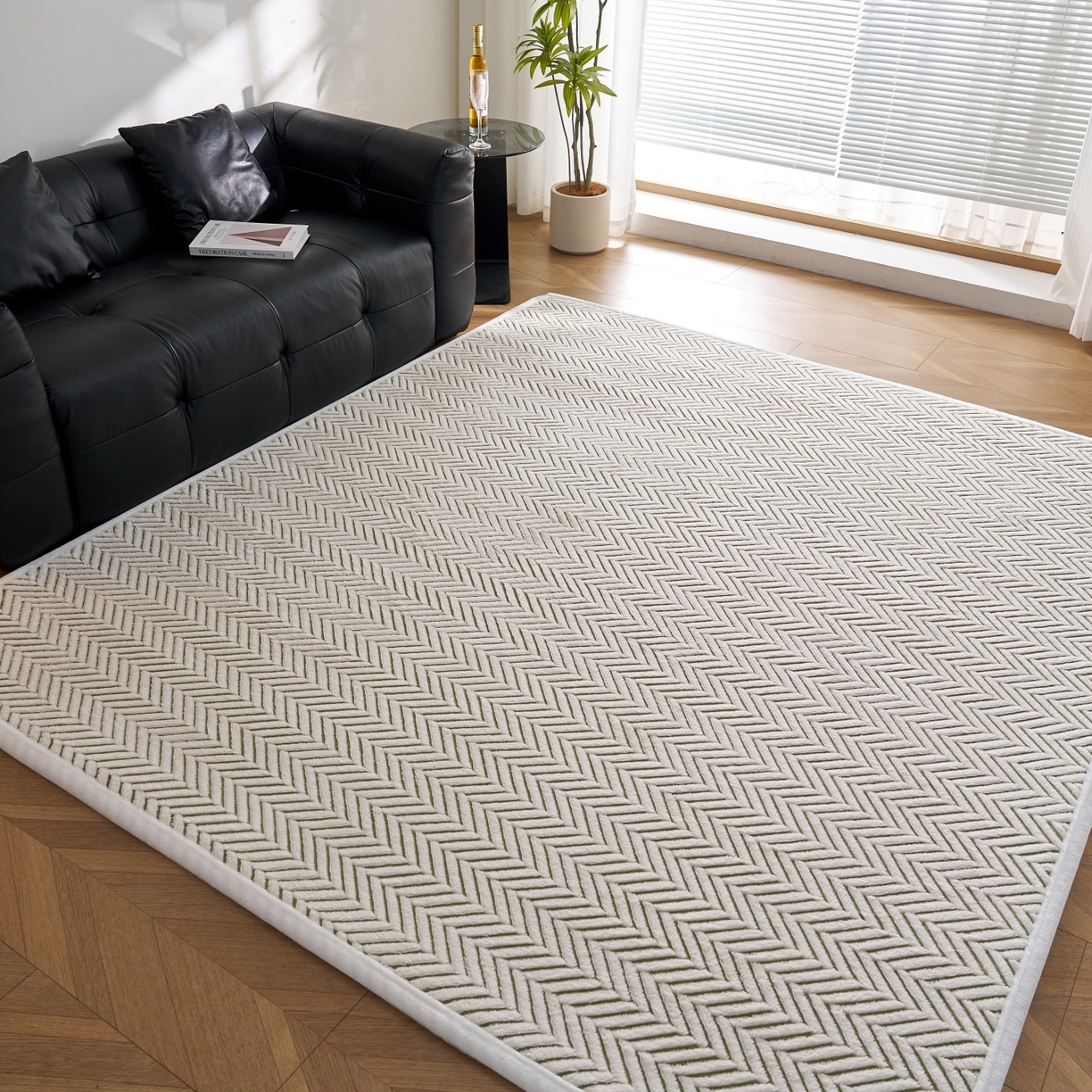 91家纺网 家纺一手货源 找家纺 航途席业 2025新款亲肤舒适地垫 莫尼-竹绿