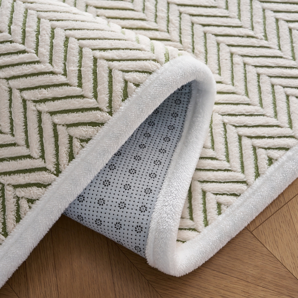 91家纺网 家纺一手货源 找家纺 航途席业 2025新款亲肤舒适地垫 莫尼-竹绿