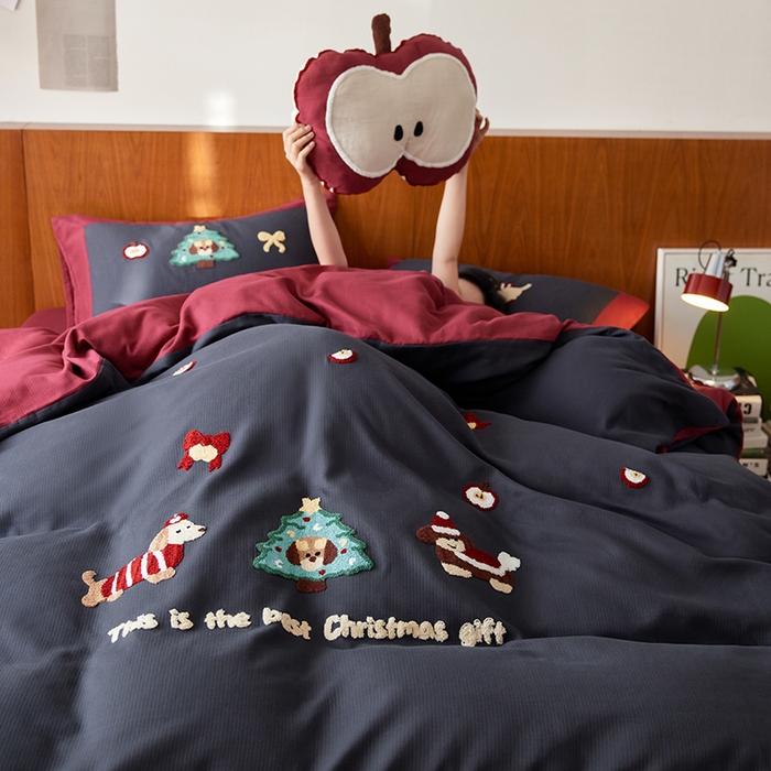 91家纺网 家纺一手货源 找家纺 （总）风向标家纺 2025新款透气软织提花磨毛卡通毛巾绣四件套-风格一