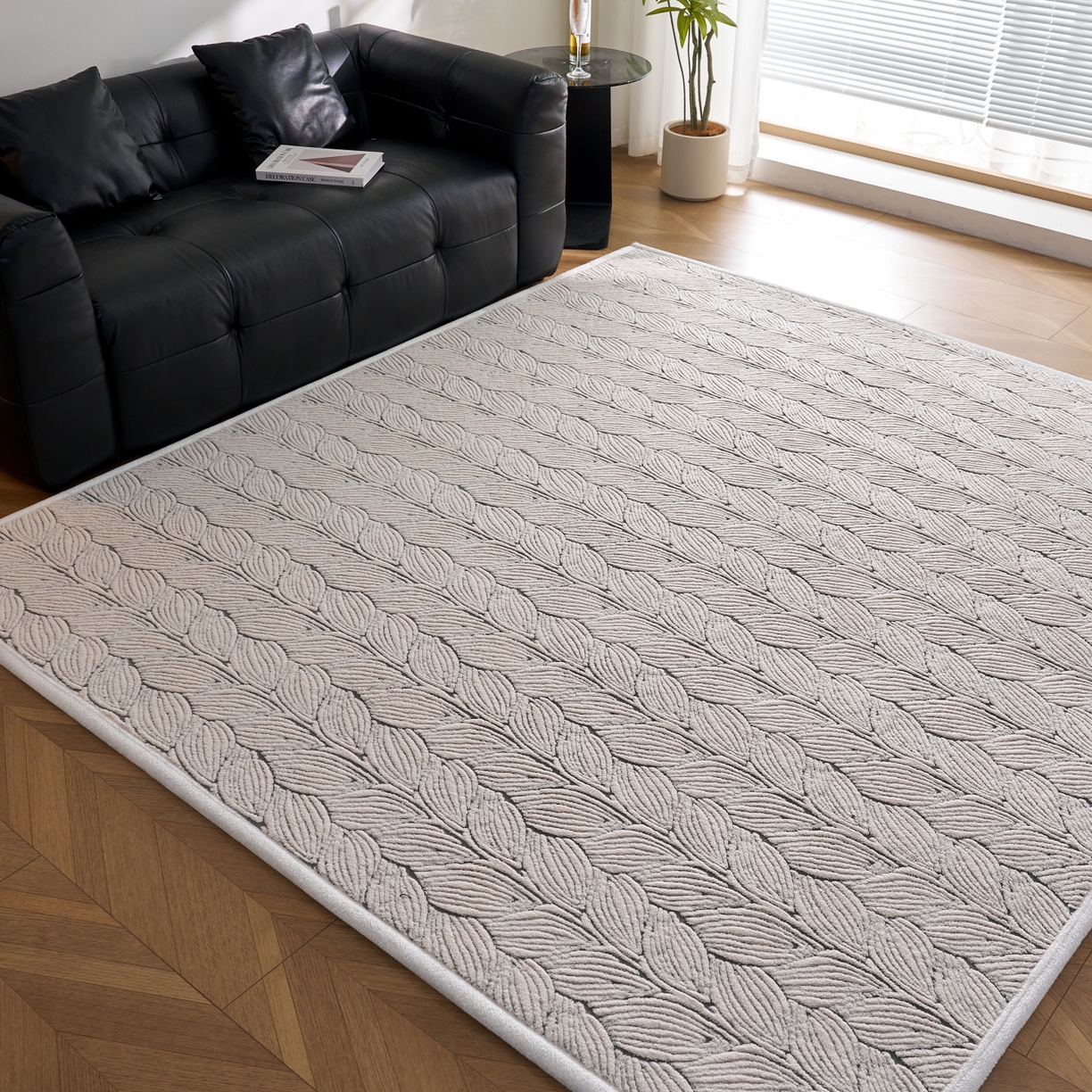 91家纺网 家纺一手货源 找家纺 航途席业 2025新款亲肤舒适地垫 羽墨-烟灰