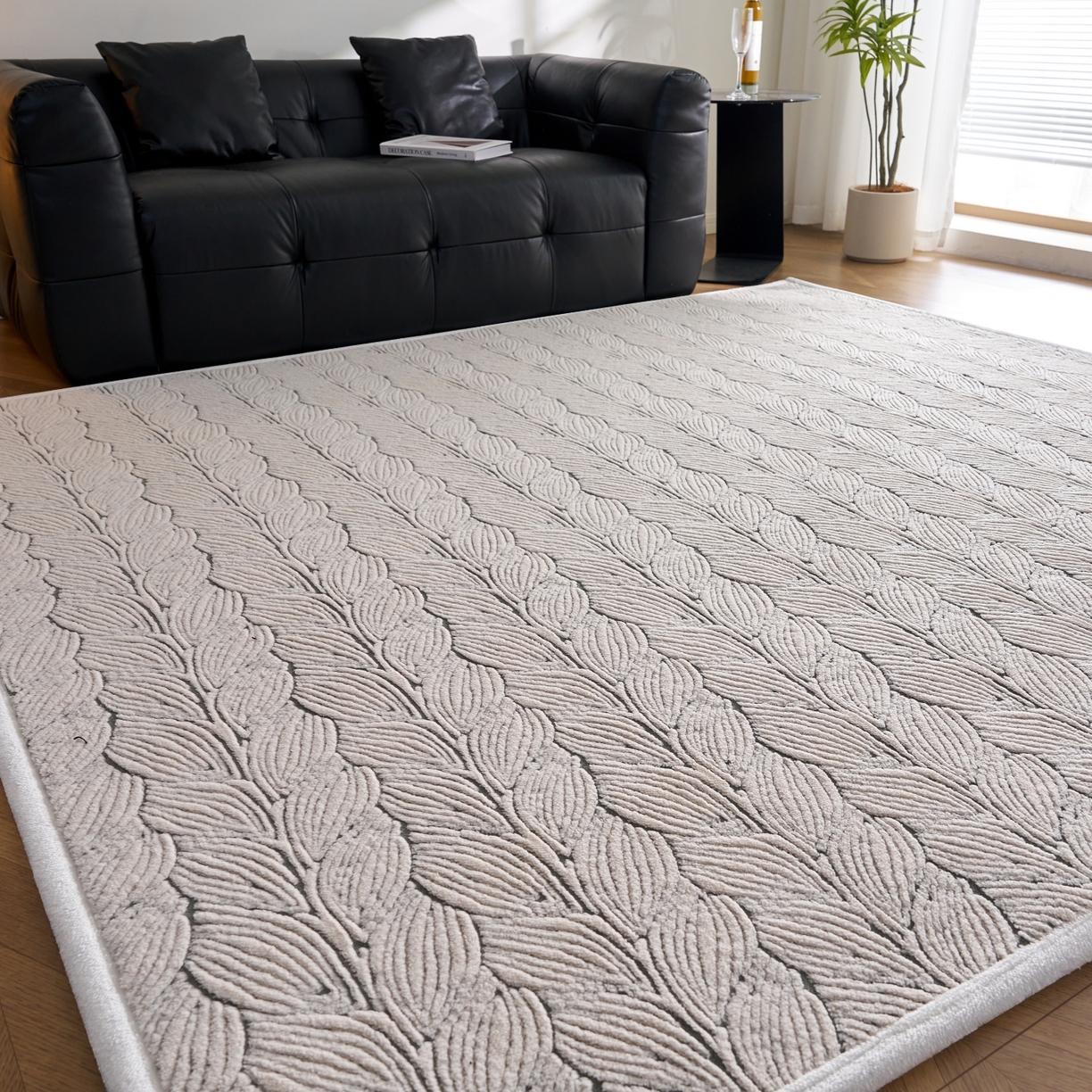 91家纺网 家纺一手货源 找家纺 航途席业 2025新款亲肤舒适地垫 羽墨-烟灰