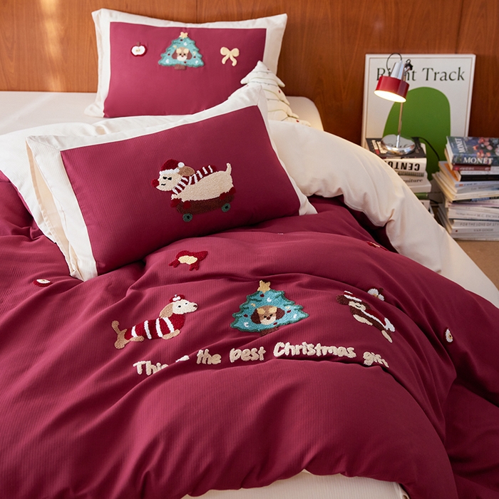 91家纺网 家纺一手货源 找家纺 （总）风向标家纺 2025新款透气软织提花磨毛卡通毛巾绣四件套-风格一