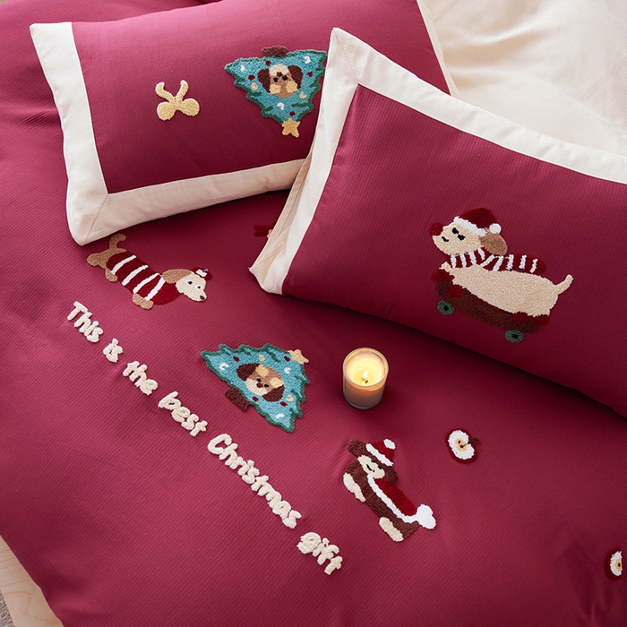 91家纺网 家纺一手货源 找家纺 （总）风向标家纺 2025新款透气软织提花磨毛卡通毛巾绣四件套-风格一