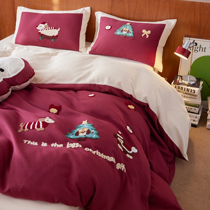 91家纺网 家纺一手货源 找家纺 （总）风向标家纺 2025新款透气软织提花磨毛卡通毛巾绣四件套-风格一