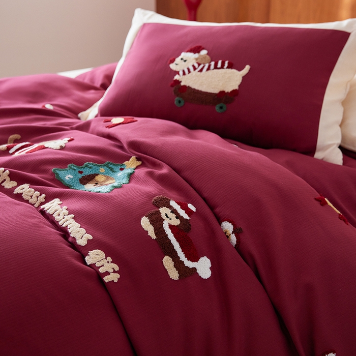 91家纺网 家纺一手货源 找家纺 （总）风向标家纺 2025新款透气软织提花磨毛卡通毛巾绣四件套-风格一